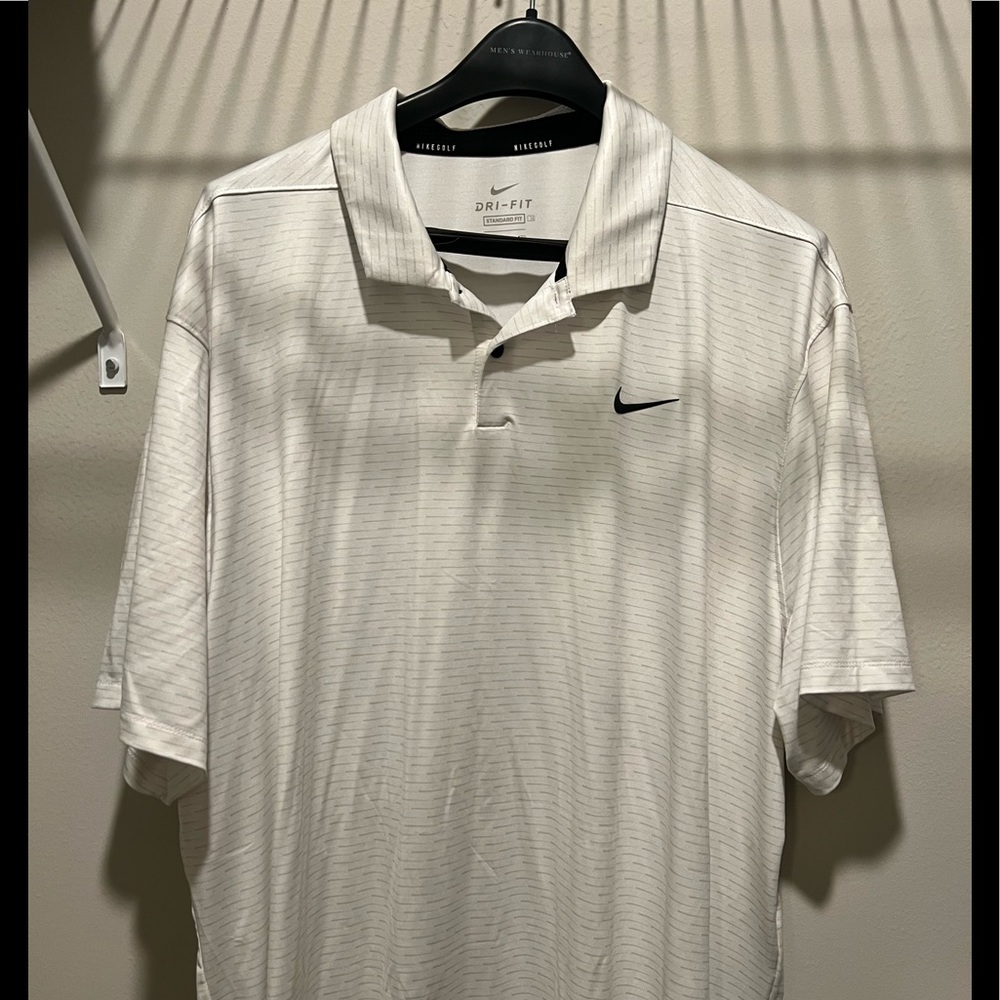 Men’s Nike Golf Dri-Fit White/Gray Standard Fit Polo (XXL)